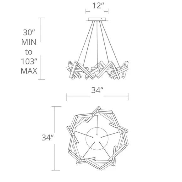 Lampadario moderno a LED in alluminio geometrico rotondo/lineare