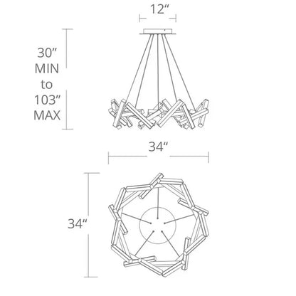 Lampadario moderno a LED in alluminio geometrico rotondo/lineare