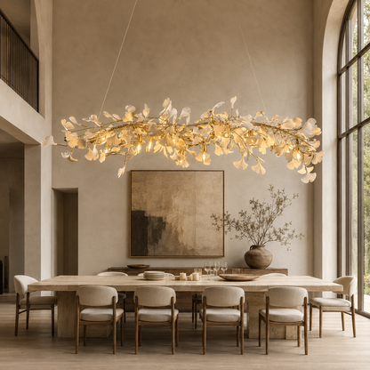 Linear Ginkgo Ceramic Chandelier for Dining Room/Kitchen island