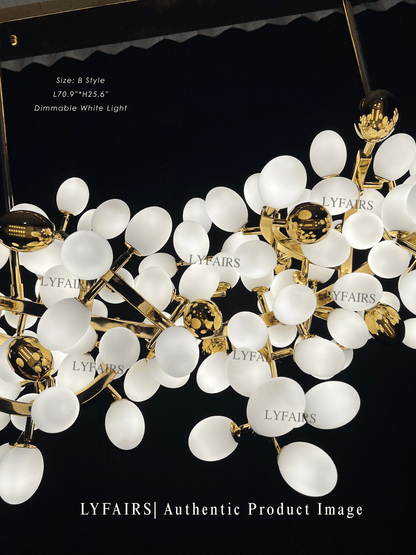 Lustre de luxe en forme de raisin blanc pur, design créatif nordique, pour salon/salle à manger