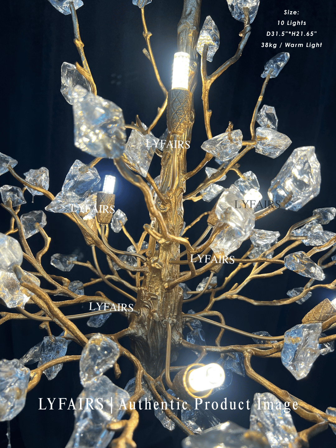 Lampadario da soffitto con pendente in cristallo e rami in ottone per soggiorno/sala da pranzo/ingresso