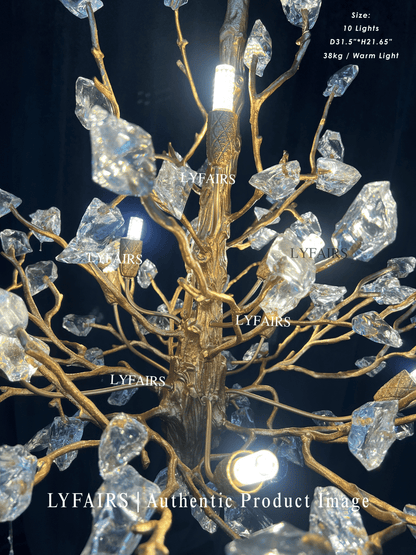 Lampadario da soffitto con pendente in cristallo e rami in ottone per soggiorno/sala da pranzo/ingresso