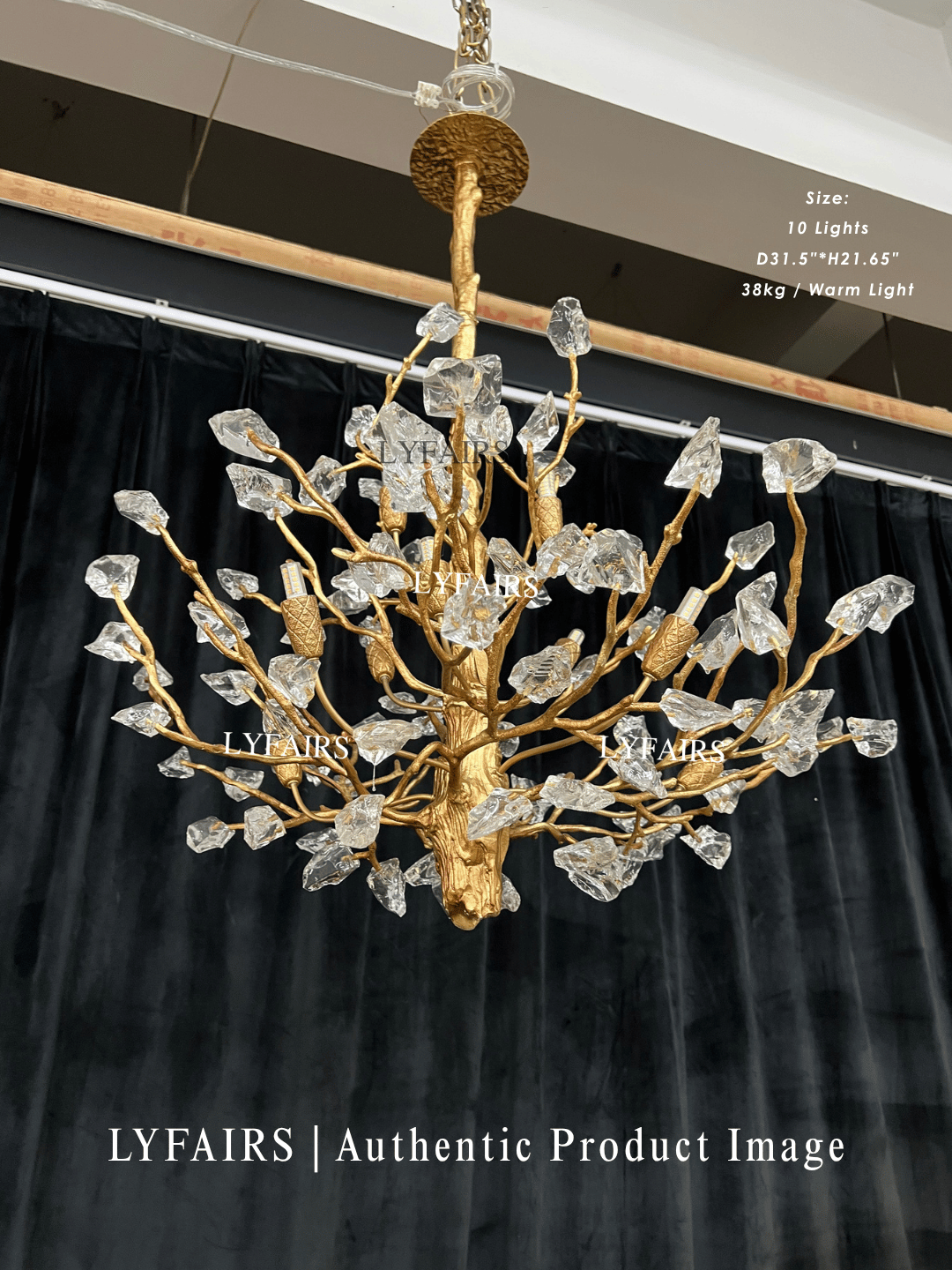 Lampadario da soffitto con pendente in cristallo e rami in ottone per soggiorno/sala da pranzo/ingresso