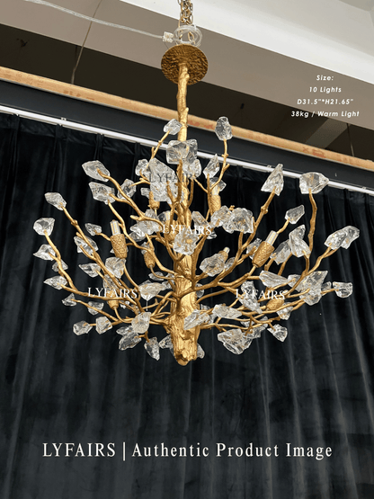 Lampadario da soffitto con pendente in cristallo e rami in ottone per soggiorno/sala da pranzo/ingresso