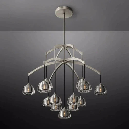 Modern Round Hemisphere Glass Chandelier