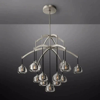 Modern Round Hemisphere Glass Chandelier