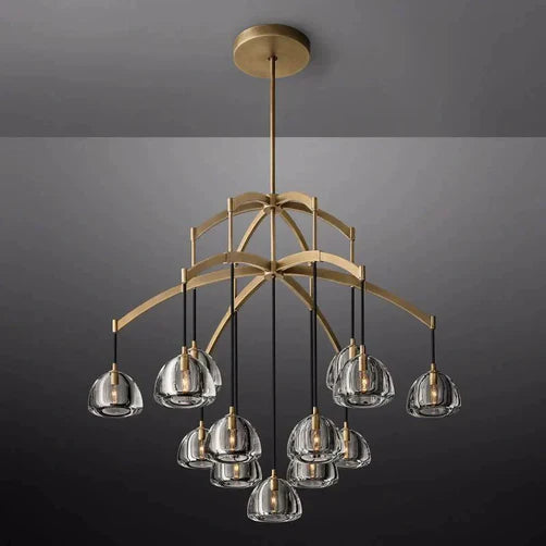 Modern Round Hemisphere Glass Chandelier