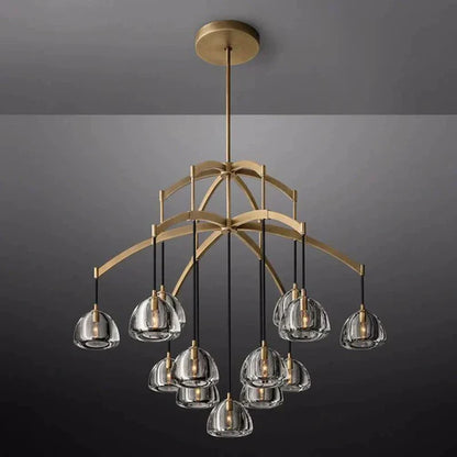 Modern Round Hemisphere Glass Chandelier
