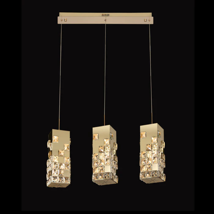 Modern Luxury 1/2/3/6-Ring Crystal Pixel Cube Chandelier Set for Staircase/Foyer/Living Room
