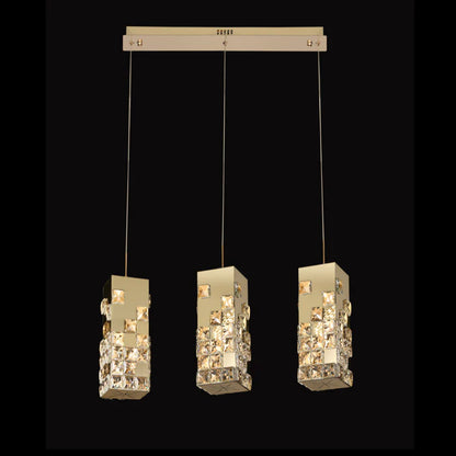 Modern Luxury 1/2/3/6-Ring Crystal Pixel Cube Chandelier Set for Staircase/Foyer/Living Room