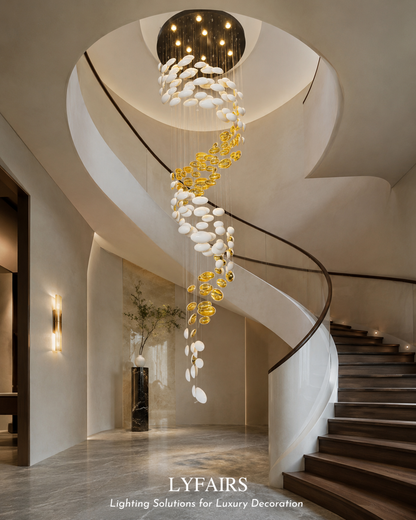 Plafonnier suspendu en forme d'œuf de dragon doré, design artistique et moderne, idéal pour un escalier, un centre de vente ou un hôtel