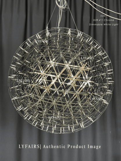 Round Starry Sky Chandelier Light Fire Ball Ceiling Lighting for Living Room/Cottage