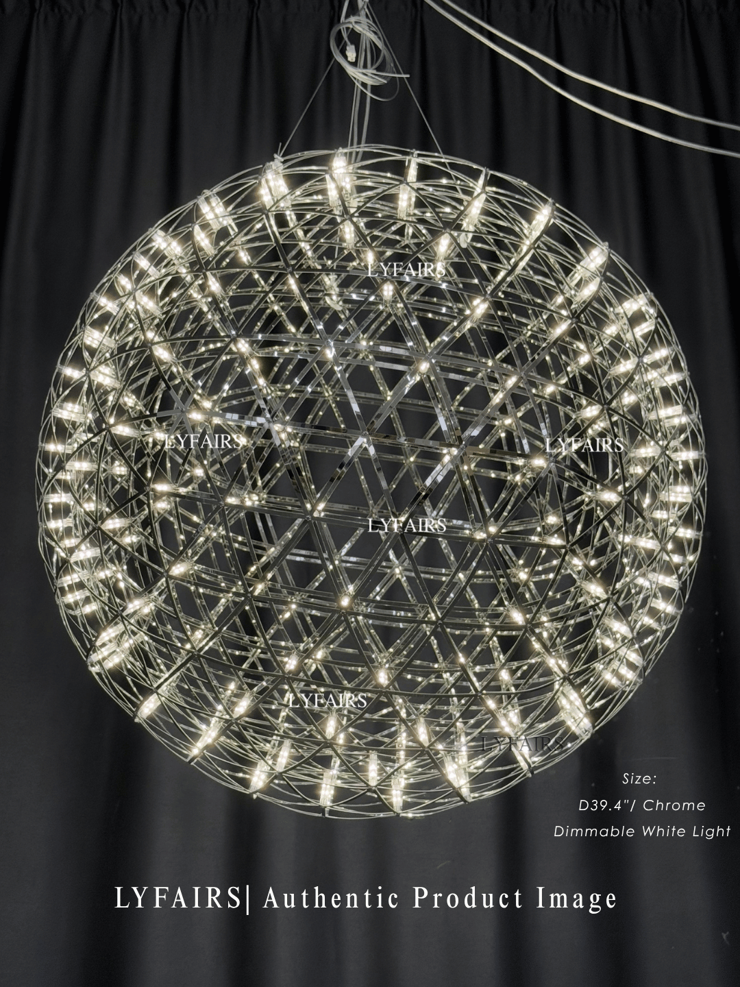 Round Starry Sky Chandelier Light Fire Ball Ceiling Lighting for Living Room/Cottage