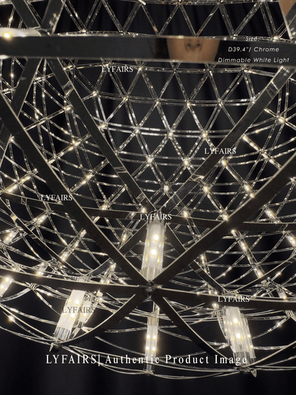 Round Starry Sky Chandelier Light Fire Ball Ceiling Lighting for Living Room/Cottage