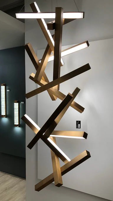 Lampadario geometrico verticale moderno per scale/ingresso/soffitti alti 