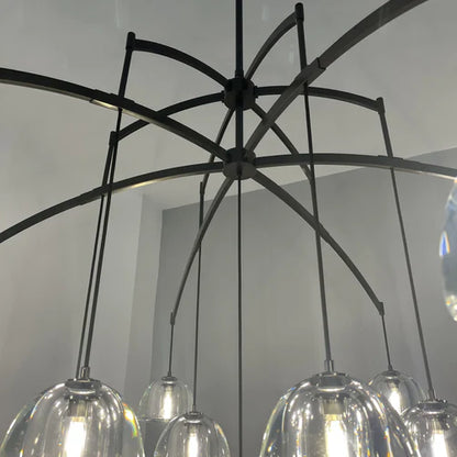 Modern Round Hemisphere Glass Chandelier