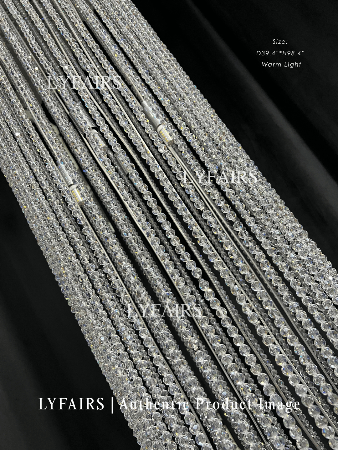Extra Large Flush Mount Silver Waterfall Luxury Ceiling Crystal Chandelier for High-ceiling Living Room/Duplex Hall