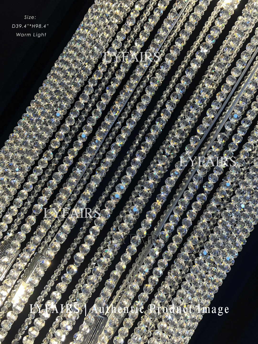 Extra Large Flush Mount Silver Waterfall Luxury Ceiling Crystal Chandelier for High-ceiling Living Room/Duplex Hall