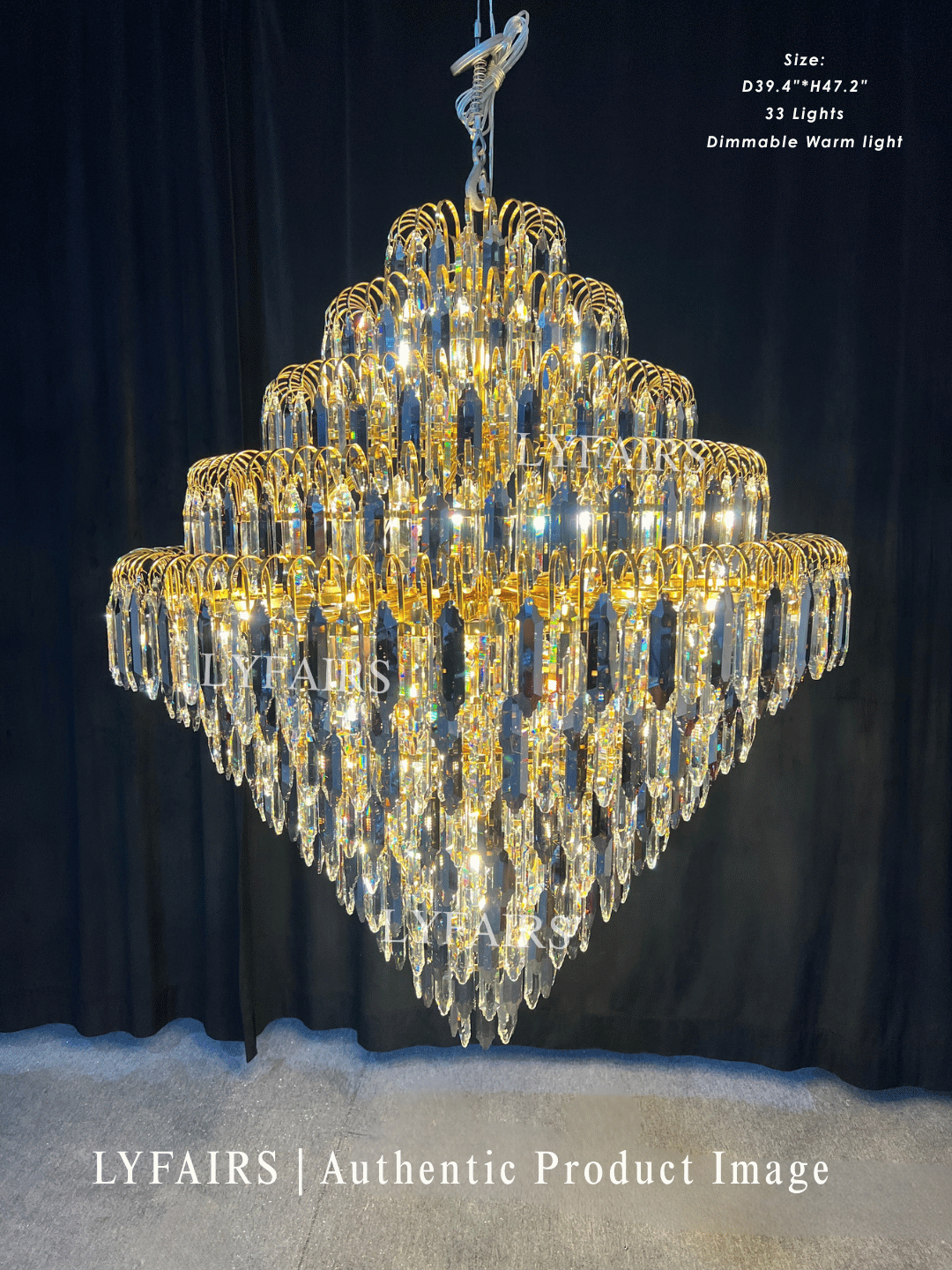 Lustre décoratif en cristal extra large pour hall d'entrée, salon, escalier
