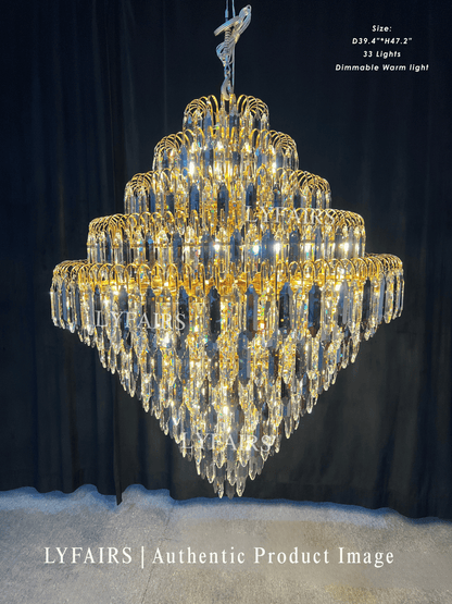 Lustre décoratif en cristal extra large pour hall d'entrée, salon, escalier