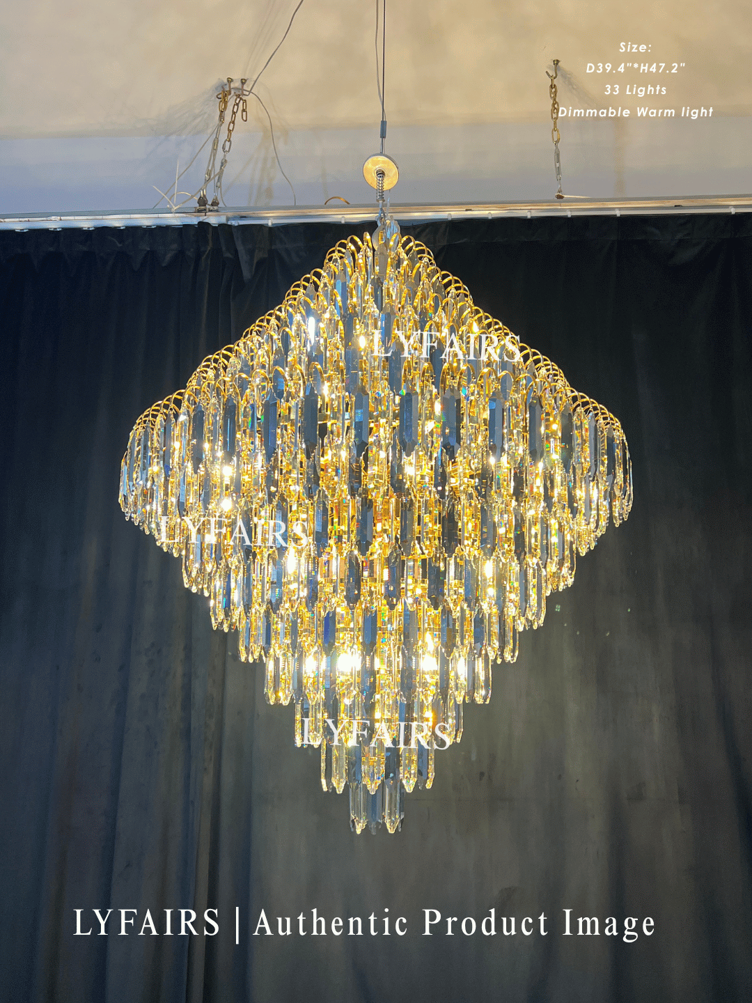 Lustre décoratif en cristal extra large pour hall d'entrée, salon, escalier