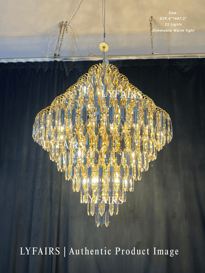 Lustre décoratif en cristal extra large pour hall d'entrée, salon, escalier