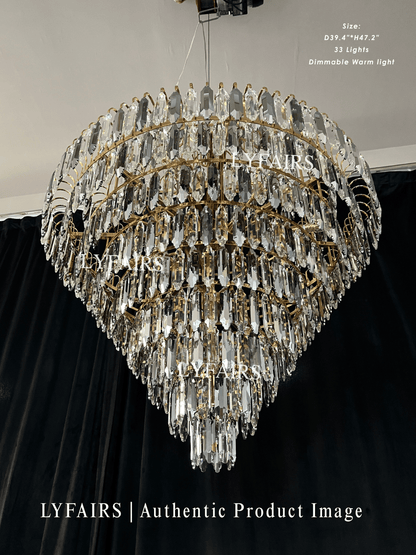 Lustre décoratif en cristal extra large pour hall d'entrée, salon, escalier