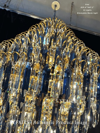 Lustre décoratif en cristal extra large pour hall d'entrée, salon, escalier