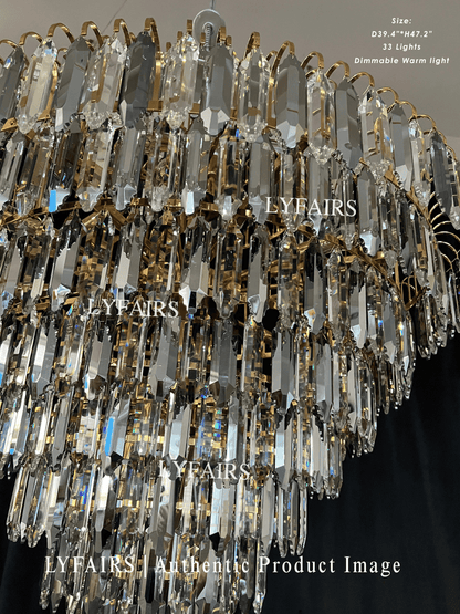 Lustre décoratif en cristal extra large pour hall d'entrée, salon, escalier
