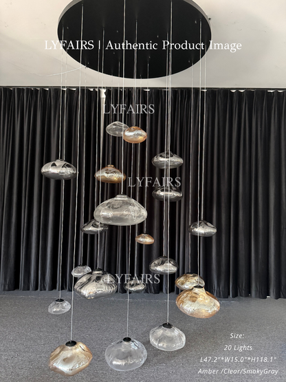 Lampadario decorativo in vetro minimalista nordico extra large a forma di nuvola per scale/soggiorno/stanza con soffitto alto
