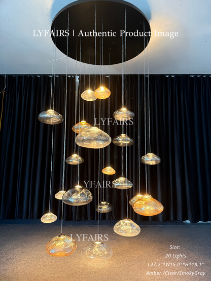 Lampadario decorativo in vetro minimalista nordico extra large a forma di nuvola per scale/soggiorno/stanza con soffitto alto