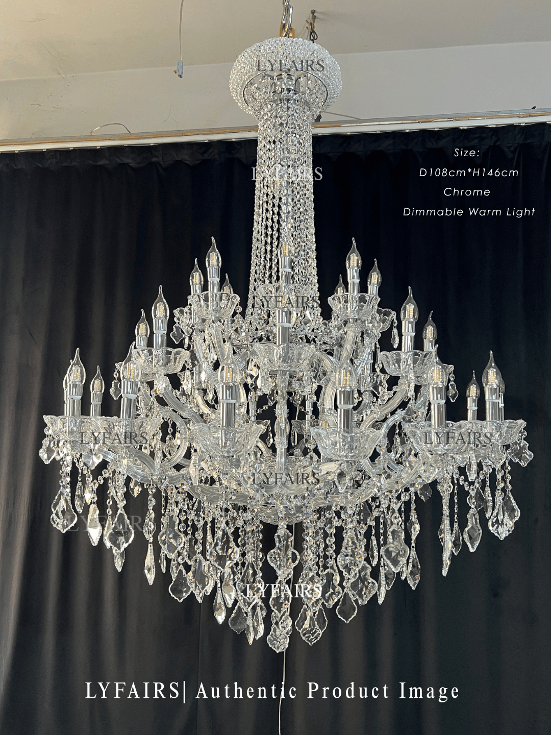 Lustre suspendu en cristal style empire rétro extra large pour salon/foyer/entrée
