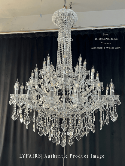 Lustre suspendu en cristal style empire rétro extra large pour salon/foyer/entrée