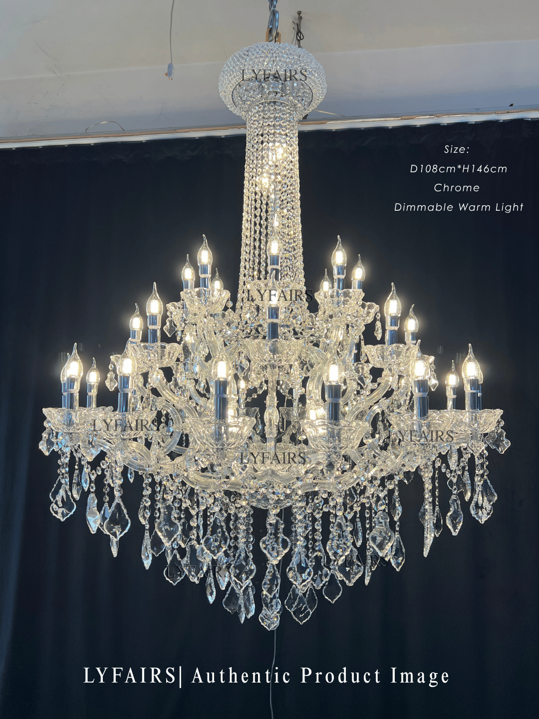 Lustre suspendu en cristal style empire rétro extra large pour salon/foyer/entrée