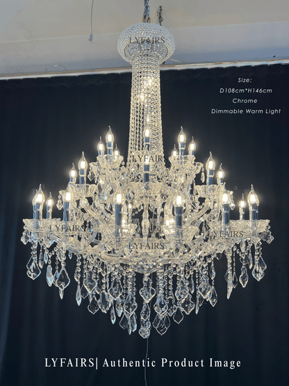 Lustre suspendu en cristal style empire rétro extra large pour salon/foyer/entrée