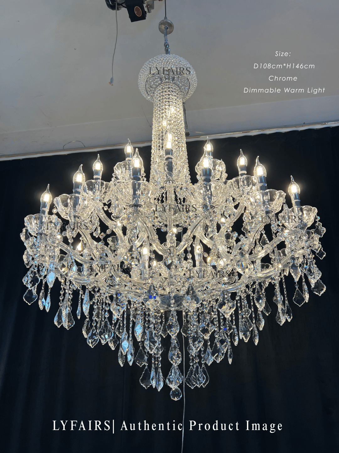 Lustre suspendu en cristal style empire rétro extra large pour salon/foyer/entrée