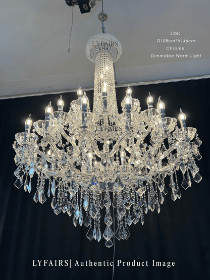 Lustre suspendu en cristal style empire rétro extra large pour salon/foyer/entrée