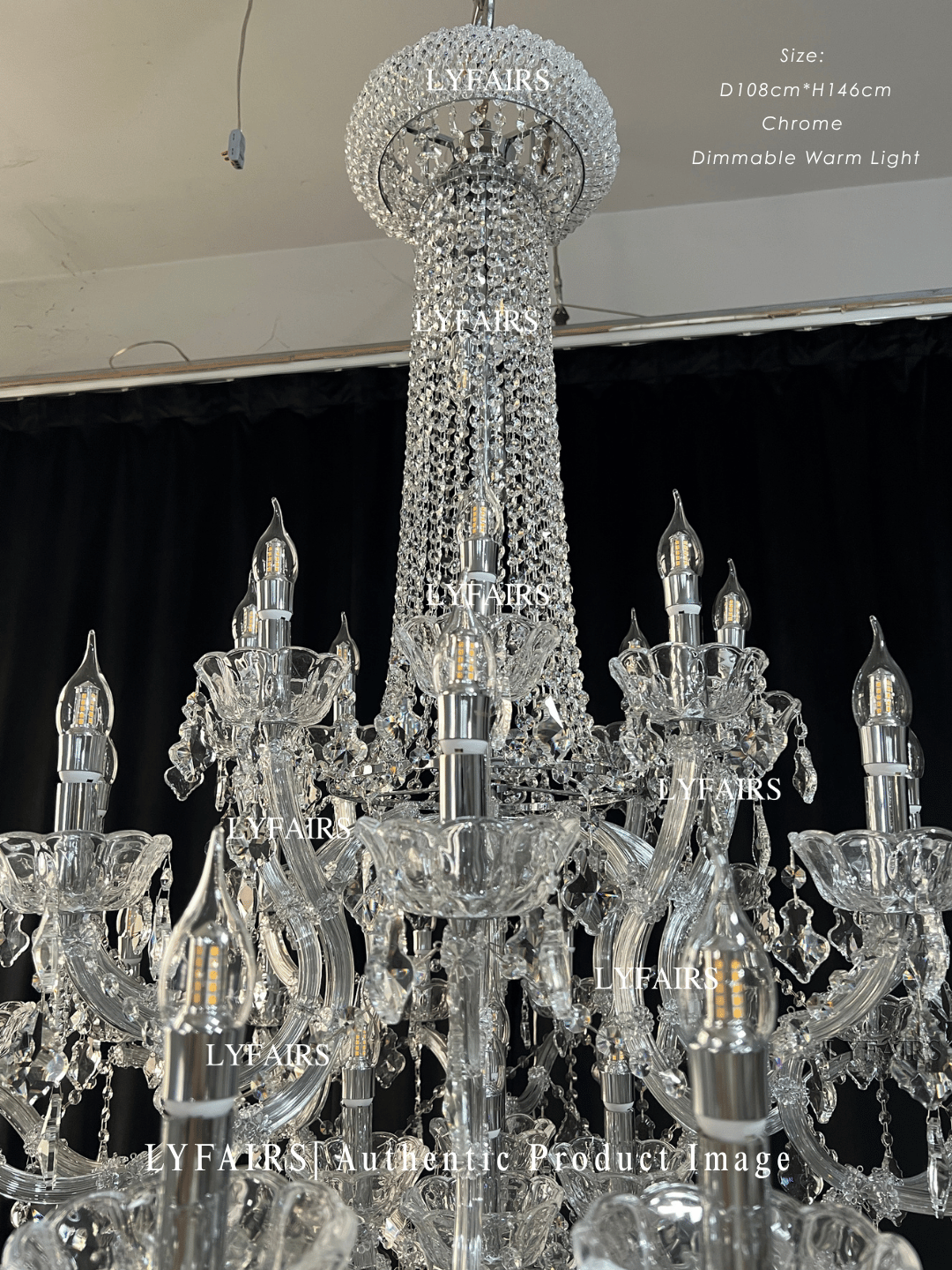 Lustre suspendu en cristal style empire rétro extra large pour salon/foyer/entrée