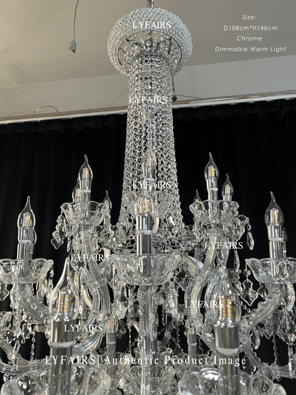 Lustre suspendu en cristal style empire rétro extra large pour salon/foyer/entrée