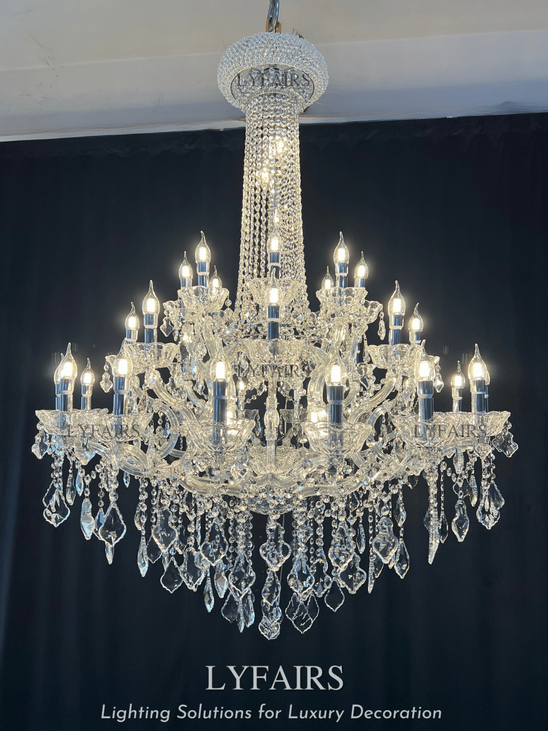 Lustre suspendu en cristal style empire rétro extra large pour salon/foyer/entrée