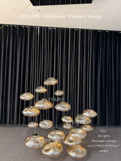 Lampadario decorativo in vetro minimalista nordico extra large a forma di nuvola per scale/soggiorno/stanza con soffitto alto