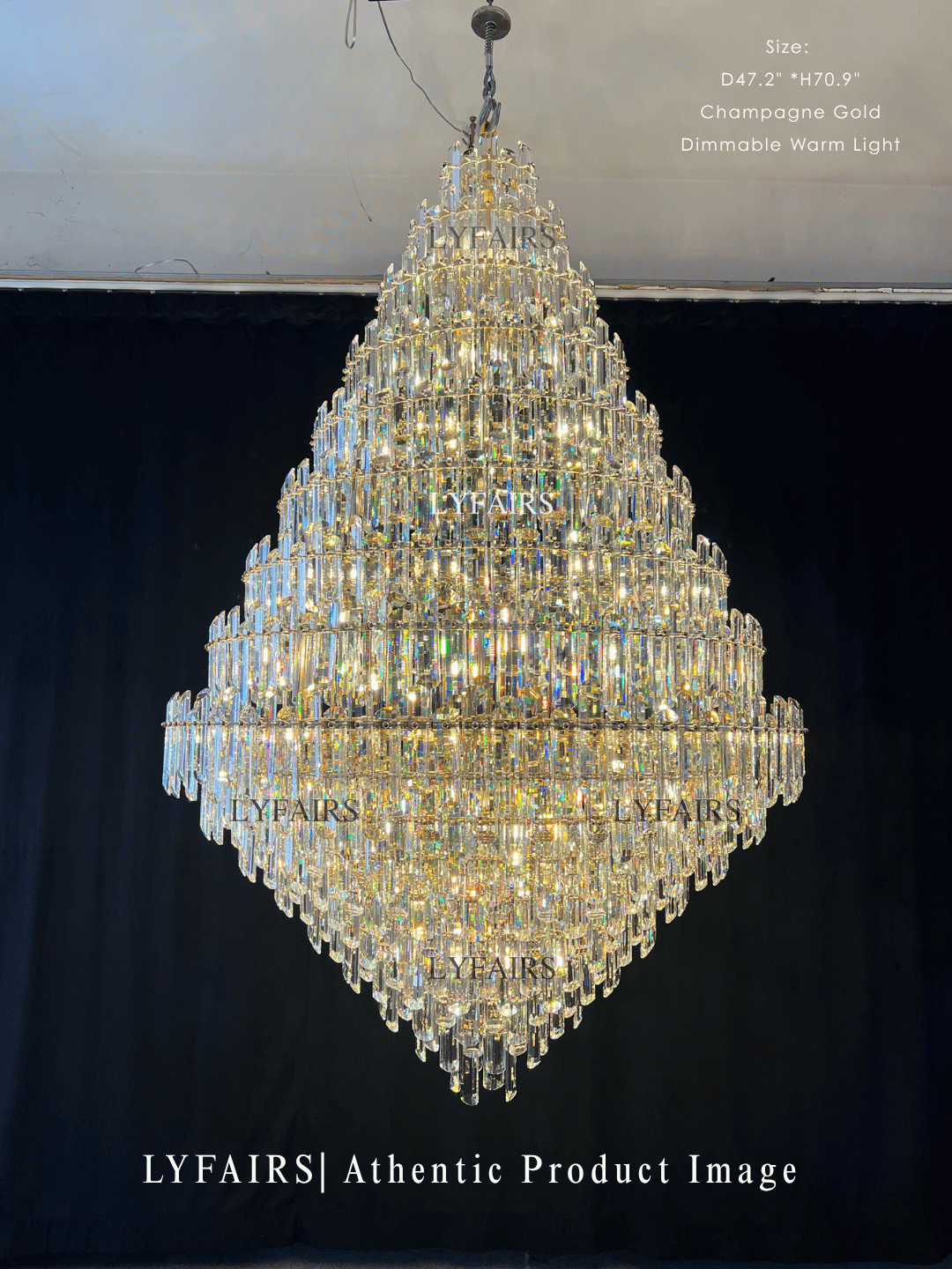 Luxury Grand Pyramid Tiered Crystal Prism Chandelier Foyer / Atrium / Stairwell