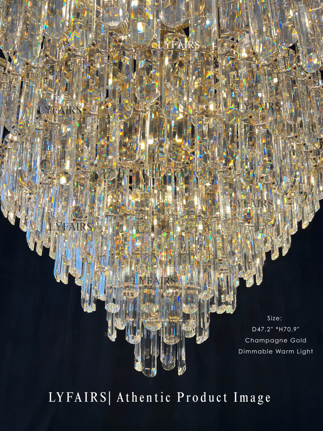 Luxury Grand Pyramid Tiered Crystal Prism Chandelier Foyer / Atrium / Stairwell