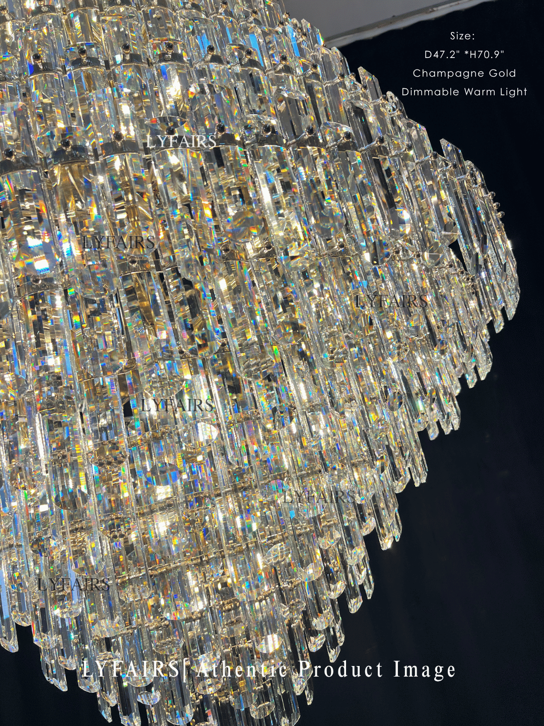Luxury Grand Pyramid Tiered Crystal Prism Chandelier Foyer / Atrium / Stairwell