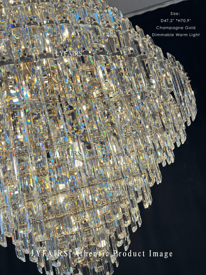 Luxury Grand Pyramid Tiered Crystal Prism Chandelier Foyer / Atrium / Stairwell