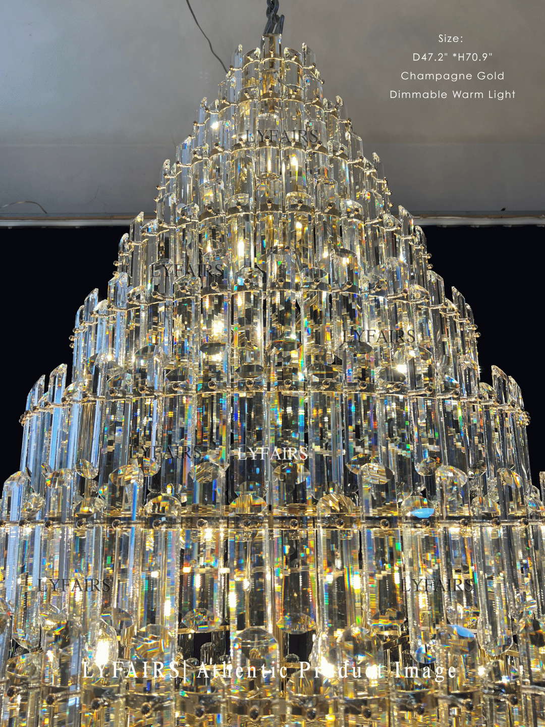 Luxury Grand Pyramid Tiered Crystal Prism Chandelier Foyer / Atrium / Stairwell