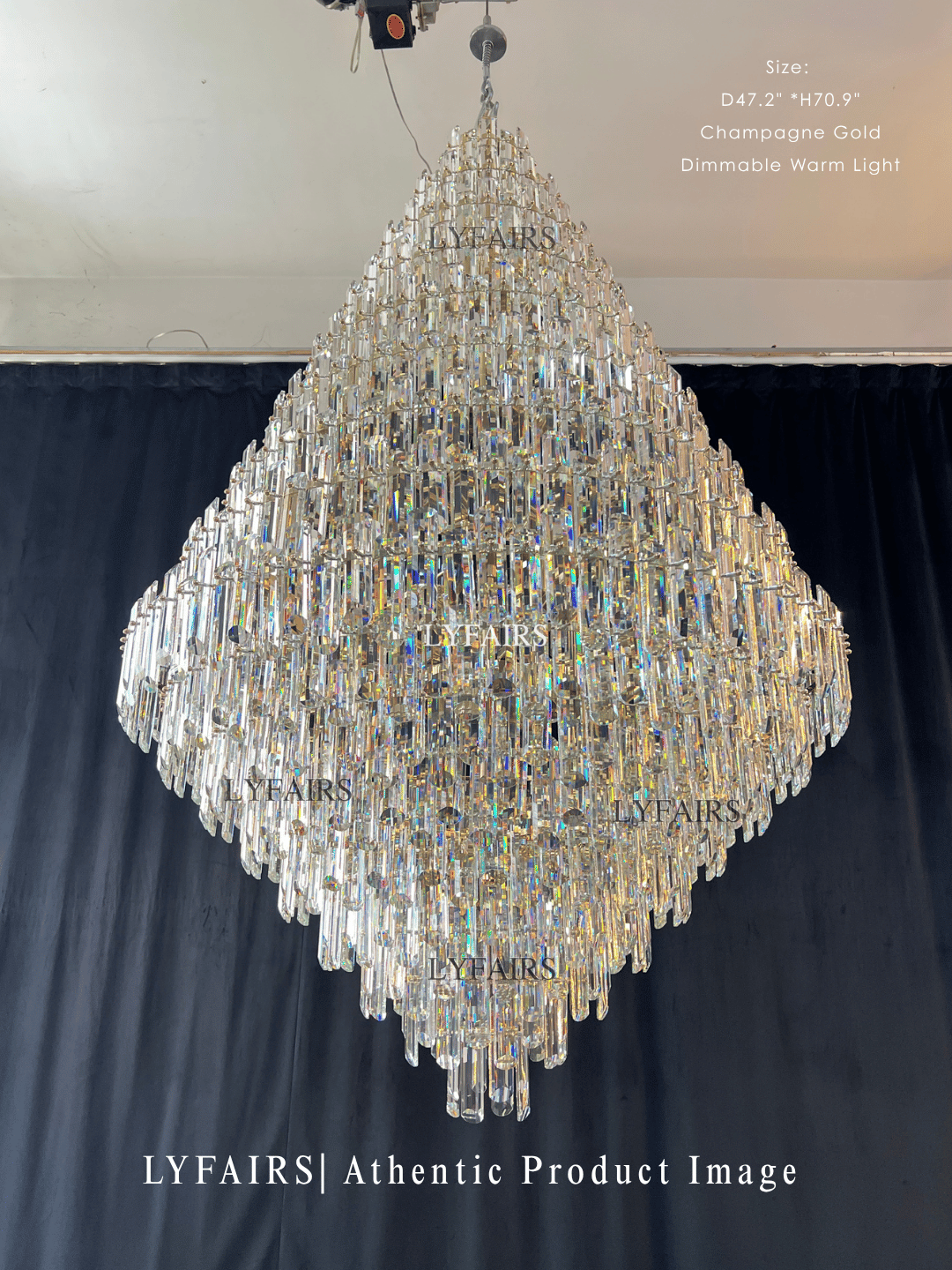 Luxury Grand Pyramid Tiered Crystal Prism Chandelier Foyer / Atrium / Stairwell