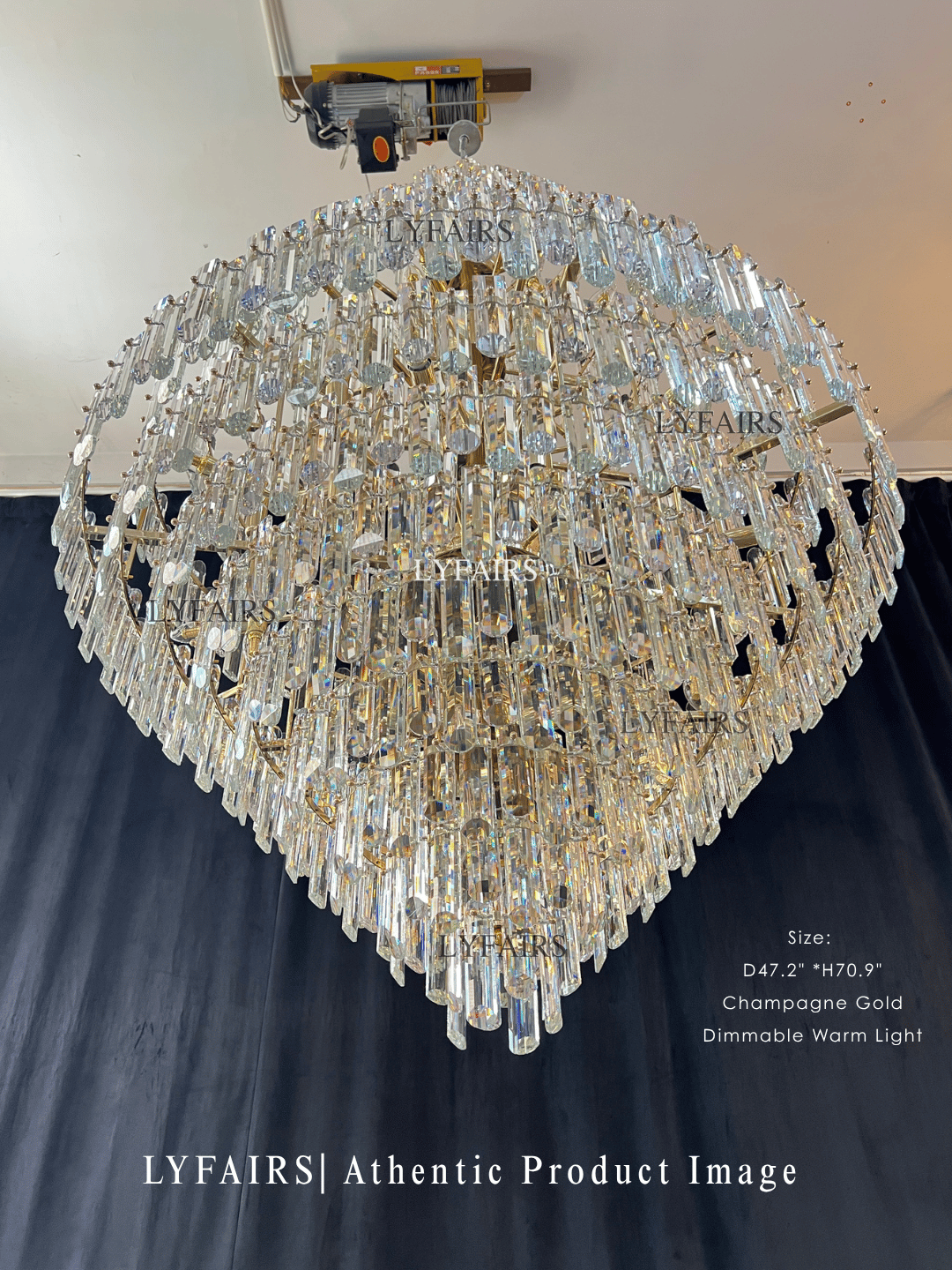 Luxury Grand Pyramid Tiered Crystal Prism Chandelier Foyer / Atrium / Stairwell