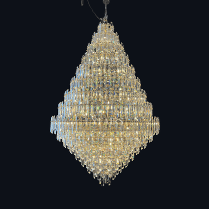Luxury Grand Pyramid Tiered Crystal Prism Chandelier Foyer / Atrium / Stairwell
