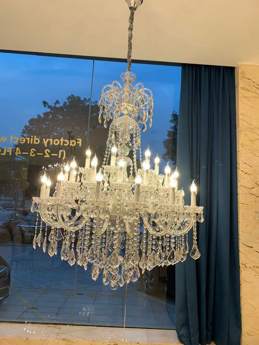 Luxury Classic Clear Crystal Chandelier for Foyer/Staircase/Entryway/Hallway